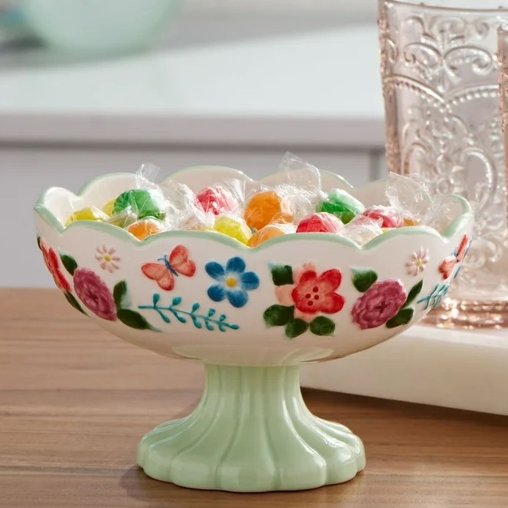 🌺 New The Pioneer Woman Painted Meadows 6.4-inch Stoneware Candy Dish, Qty 1